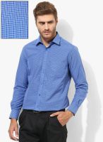 Peter England Blue Checks Regular Fit Formal Shirt