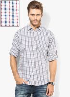 Peter England Blue Checks Regular Fit Casual Shirt