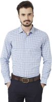 Peter England Men's Checkered Formal Blue Shirt