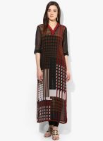 Raindrops Maroon Geometric Print Georgette Kurta