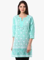 Saadgi Aqua Blue Embroidered Kurta