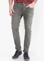 Selected Grey Solid Skinny Fit Jeans