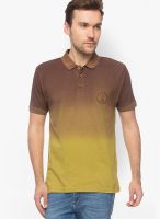 Slub Brown Solid Polo T-Shirts