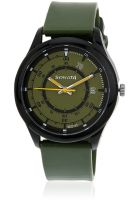 Sonata Super Fiber 77007PP01 Green/Green Analog Watch