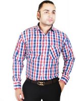 Spaky Men's Checkered Formal Red Shirt