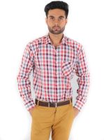 Spaky Men's Checkered Formal Red Shirt