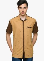 Teemper Printed Brown Casual Shirt