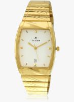 Titan 9315Ym01 Golden/White Analog Watch