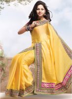 Touch Trends Yellow Embroidered Saree