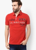 U.S. Polo Assn. Red Solid Polo T-Shirts