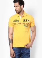 U.S. Polo Assn. Yellow Solid Polo T-Shirts