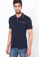 United Colors of Benetton Navy Blue Solid Polo T-Shirt