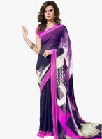 Vaamsi Navy Blue Printed Saree