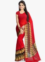 Vaamsi Red Printed Saree