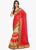 Vaamsi Red Printed Saree