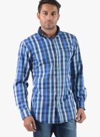 Vintage Blue Check Slim Fit Casual Shirt