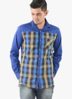 Vintage Blue Check Slim Fit Casual Shirt