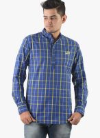Vintage Blue Check Slim Fit Casual Shirt