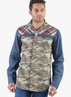 Vintage Green Printed Slim Fit Casual Shirt