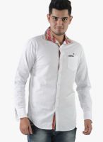 Vintage White Slim Fit Casual Shirt