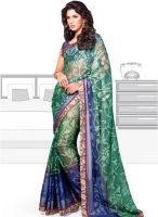 Vishal Green Printed Saree