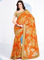 Vishal Orange Printed Saree