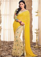 Vishal Yellow Embroidered Saree
