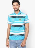 Wilkins & Tuscany Aqua Blue Striped Polo T-Shirts