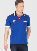 Wilkins & Tuscany Blue Solid Polo T-Shirts