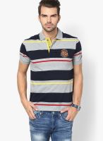 Wilkins & Tuscany Grey Striped Polo T-Shirts