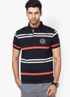 Wilkins & Tuscany Navy Blue Striped Polo T-Shirts