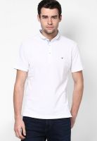 Wills Lifestyle White Solid Polo T-Shirts
