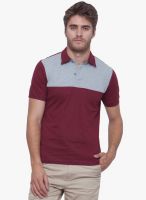 Alley Men Maroon Solid Polo T-Shirt