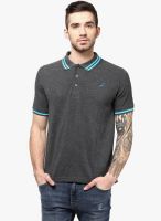 American Crew Grey Milange Solid Polo T-Shirts