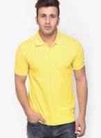 American Crew Yellow Solid Polo T-Shirts