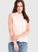 Anaphora Peach Embroidered Shirt