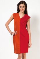 Arrow Woman Red Colored Solid Shift Dress
