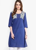 Aurelia Navy Blue Solid Kurtas