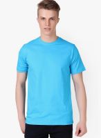 Aventura Outfitters Aqua Blue Solid Round Neck T-Shirt