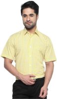 Balista Men's Checkered Formal Yellow Shirt