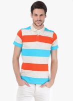 Basics Beige Striped Polo T-Shirt