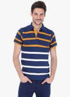 Basics Navy Blue Striped Polo T-Shirt