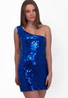 Belle Fille Navy Blue Colored Embellished Bodycon Dress
