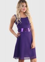 Belle Fille Purple Colored Solid Shift Dress
