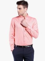 Black Coffee Peach Solid Slim Fit Formal Shirt