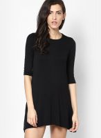 Boohoo Black Allie 3/4 Sleeve Swing Dress