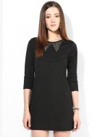 Calgari Black Colored Embellished Shift Dress