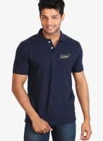 Campus Sutra Navy Blue Solid Polo T-Shirts