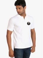 Campus Sutra White Solid Polo T-Shirts