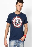 Captain America Blue Printed Round Neck T-Shirts